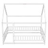 PAGED Full Size Floor Bed House Shaped Modern Pine Bed Frame with Guardrail for Bedroom - 3 of 4
