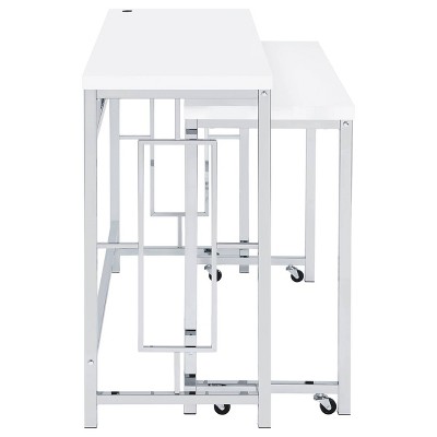 Modern Chrome and White 4-Piece Counter Height Dining Set