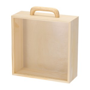 Unique Bargains Unfinished Wooden Display Case with Acrylic Handle for Collectibles - 1 of 4