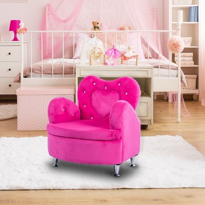 Costway Rose Kids Sofa Armrest Chair Couch Soft Velvet Toddler Children's Furniture