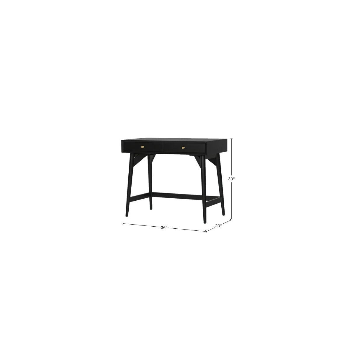 Flynn Mid-Century Mini Desk in Black | Alpine Furniture - thumbnail 8