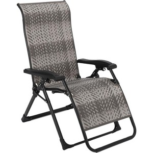 1 Pack Portable Rattan Lounger, Adjustable Folding Outdoor Lounger, Wide Armrests, 330 lbs Weight Capacity, Brown - 1 of 4