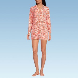 Lands' End Women's Cotton Jersey Long Sleeve Hooded Swim Cover-up Dress - 1 of 3