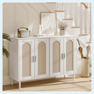 Jojoka Modern Side Board Accent Buffet with Power Outlet & Adjustable Shelves,Versatile Storage Solution With 4 Doors for Dining Room,Kitchen,Hallway - 1 of 4