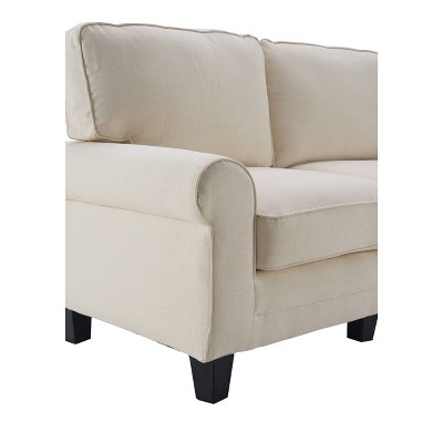 Buttercream Microfiber Rolled Arm Loveseat with Wood Frame