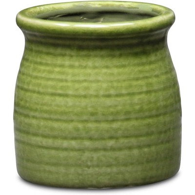 Cheung's Kifon Curved Ceramic Ceramic Pot - Small - Olive Green