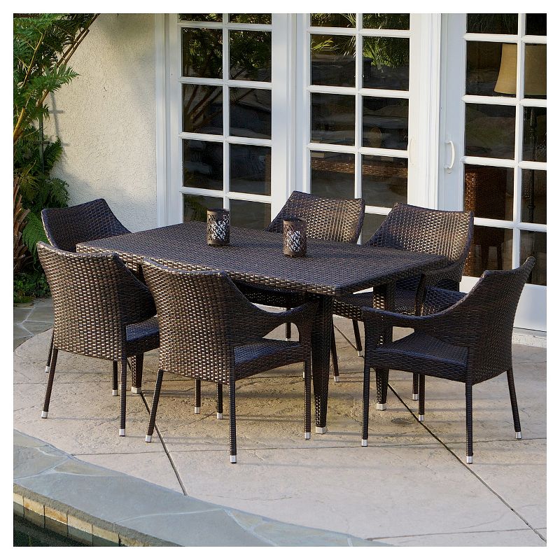 Cliff 7pc Wicker Patio Dining Set - Brown - Christopher Knight Home, 1 of 9