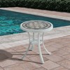 CLIHOME 24" Round Cast Aluminum Patio Outdoor Bistro Table Dining Table - 2 of 4