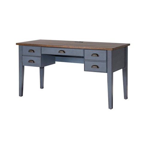 Wycliff Bay Sonoma Double Pedestal Desk in Dark Roast and Natural