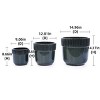 SEVOBAL Planters 3-Piece Modern Ceramic Glossy Flower Pots, Frost-Resistant with Drainage Holes for Indoor, Outdoor, Black, 19.7"*19.7"*19.7" - 3 of 4