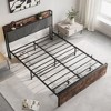 Queen Size Bed Frame: Storage Headboard, Charging Station, 2 Drawers, Stable, Quiet, No Box Spring, Simple Setup, Brown/Gray - 3 of 4