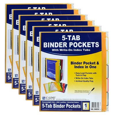 C-Line Mini Size Binder Pocket, Side Loading, Assorted, Pack of 18