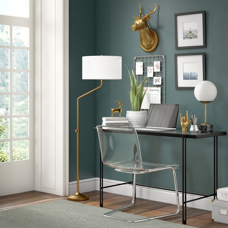 Hampton & Thyme Height-Adjustable Floor Lamp with Fabric Shade, 5 of 9