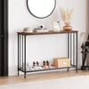 Console Table – 2-Tier Industrial Entryway Table with Glass Shelf (Rustic Brown, for Living Room/Hallway/Bedroom) - 2 of 4