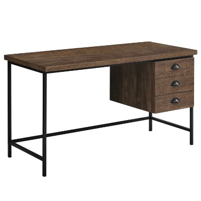 Monarch Specialties Computer Desk Home Office Laptop Storage Drawers 55InchL Work Metal Laminate Brown Black Contemporary Modern