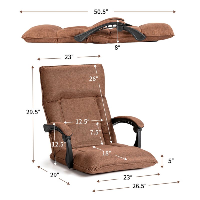 Costway 14-Position Floor Chair Lazy Sofa w/Adjustable Back Headrest Waist, 2 of 11