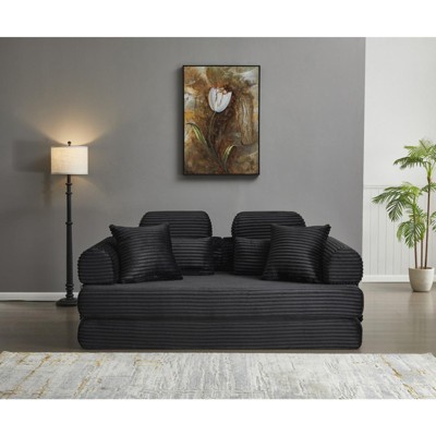 TIRAMISUBEST 77 Inch Convertible Corduroy Sleeper Sofa Bed 4 in 1 King Size Floor Mattress Memory Foam No Assembly