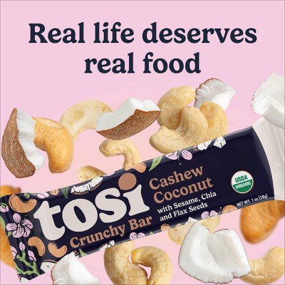 Tosi Snacks Cashew Coconut Organic Bars - 6g Protein - 5oz/5pk