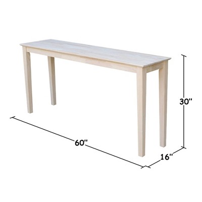 Shaker-Inspired Extended Length Console Table in Unfinished Wood
