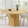 PexFix 52" Wood Round Dining Table Kitchen Table for 4-6 with Arc-Shaped Edge Top & Tapered Pedestal for Living/Dining Room Coffee Office Natural - 2 of 4