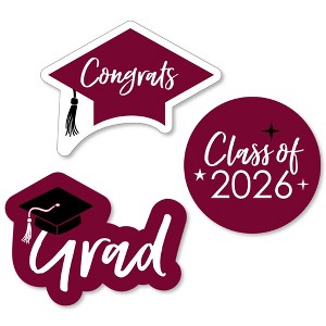 Big Dot of Happiness Maroon 2026 Graduation Party - DIY Shaped Cut-Outs - 24 Count - 1 of 4