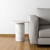 HomeRoots 16" White Marble and Wood Round Pedestal End Table - 2 of 4