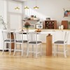 Tangkula Rubber Wooden Bar Stools Set of 4 w/ Ergonomic Back Comfortable Linen Cushion - 2 of 4