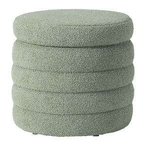WestinTrends Alexandria Mid-Century Modern Faux Shearling Shearling Round Storage Ottoman - 1 of 4