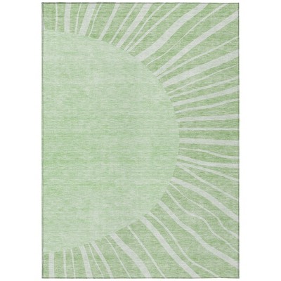 Green And Mint Green Abstract Washable Indoor Outdoor Area Rug