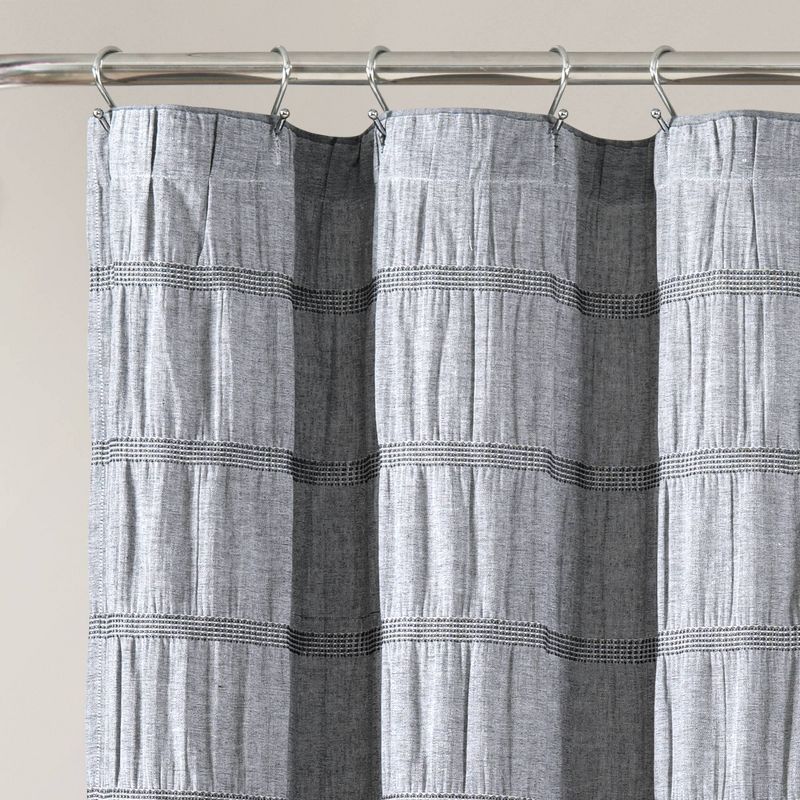 Waffle Striped Woven Cotton Shower Curtain - Lush Décor, 3 of 9