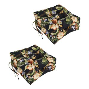 Blazing Needles, 16-inch Spun Polyester Patterned Outdoor Square Tufted Chair Cushions (Set of 4) - 1 of 2