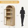 Arched Bookshelf with Doors and Drawers, 71.4" Tall Farmhouse Bookcase, 15.8" Deep Wooden Display Cabinet with Storage Shelves - 2 of 4