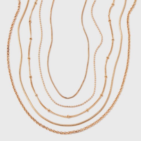 Dainty Multi-strand 5 Row Necklace - Universal Thread™ Gold : Target