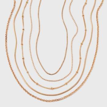Dainty Multi-Strand 5 Row Necklace - Universal Thread™ Gold