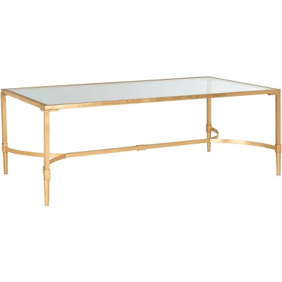 Transitional Antwan 50'' Gold Metal and Glass Coffee Table