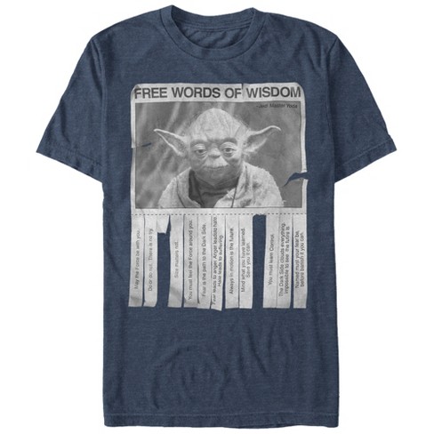 Men s Star Wars Yoda Words of Wisdom T Shirt Navy Heather Small