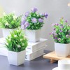 BRINJOY 4-Pack Mini Artificial Potted Plants with Flowers - Small Faux Spring Greenery for Home Desk & Farmhouse Decor - 3 of 4
