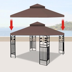 Gazebo Canopy Top Replacement, Outdoor Patio Gazebo Replacement Canopy with Air Vent, Double Tiered Gazebo Tent Roof Replacement Top - 1 of 4