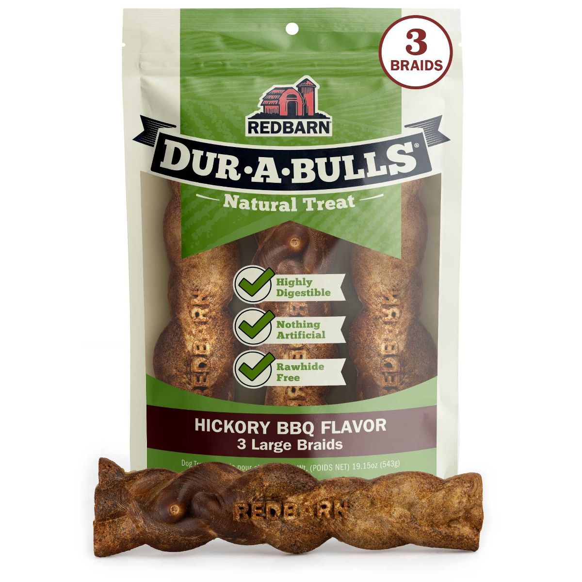 Redbarn Natural Dur-A-Bulls Hickory Flavor Large Dog Chew Treats - thumbnail 9
