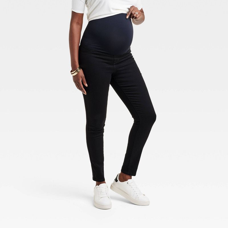 High-Rise Over Belly Skinny Maternity Pants - Isabel Maternity by Ingrid & Isabel™ Black, 3 of 6