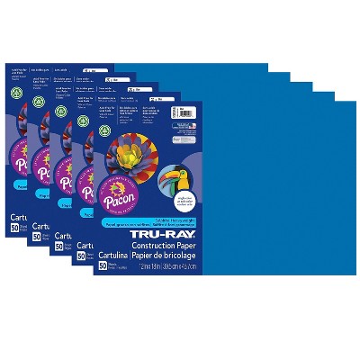 Pac103054 tru-ray construction paper, 76 lbs., 12 x 18, blue, 50