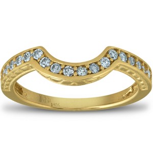 Pompeii3 1/5 Ct Diamond Curved Wedding Engagement Ring Enhancer Band 14k Yellow Gold - 1 of 4