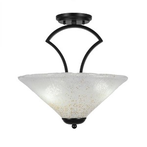 Toltec Lighting Zilo 3 - Light Flush Mount in  Matte Black with 16" Gold Ice Shade - 1 of 1