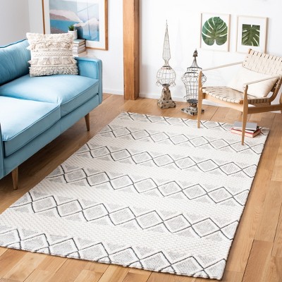 Handmade Black Wool Flat Woven Area Rug, 5' x 8'