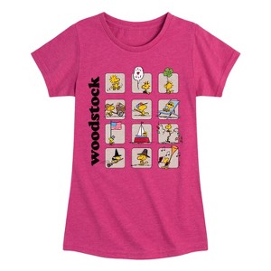 Girls' - Peanuts - Woodstock Months Fitted Short Sleeve Graphic T-Shirt - 1 of 4