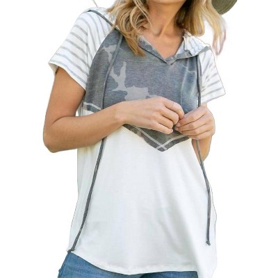 Women's Billie Camo Hoodie Top - E. Luna