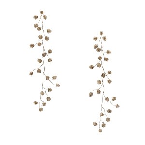 Melrose Frosted Pine Cone Twig Garland (Set of 2) - 1 of 3