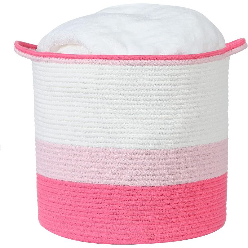 Midlee Pink Toys Cotton Rope Basket- 3 Tone- Nursery Dog Kids Baby Woven Storage Bin Organizer, 3 of 8
