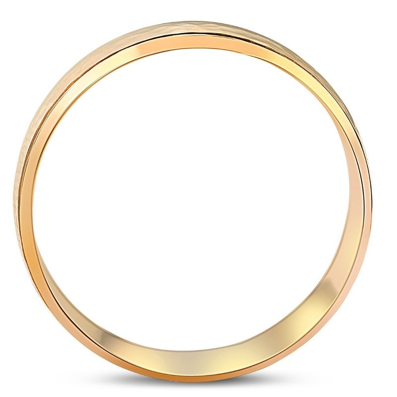 Pompeii3 Men's 8mm 14k Yellow Gold Ring Hammered Beveled Edge Wedding Band, 2 of 4