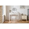 TOBILI Compact Makeup Vanity Table with Reversible Mirror, Dressing Table Set with Stool, Space-Saving Beauty Station for Small Places, White - 4 of 4